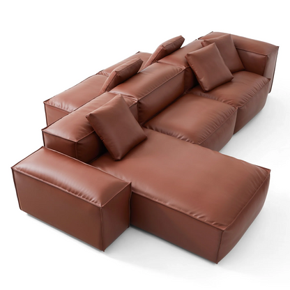 Italian Style Modular Chaise Lounge Double Side Leather Sofa