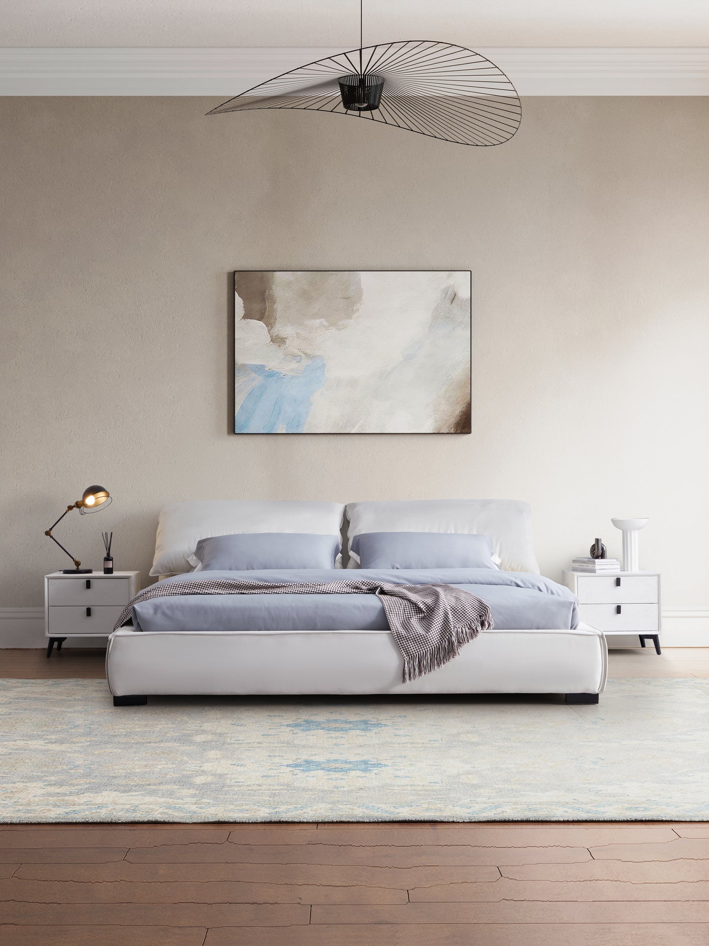 Upholstered Bed Frame with flap Cushion