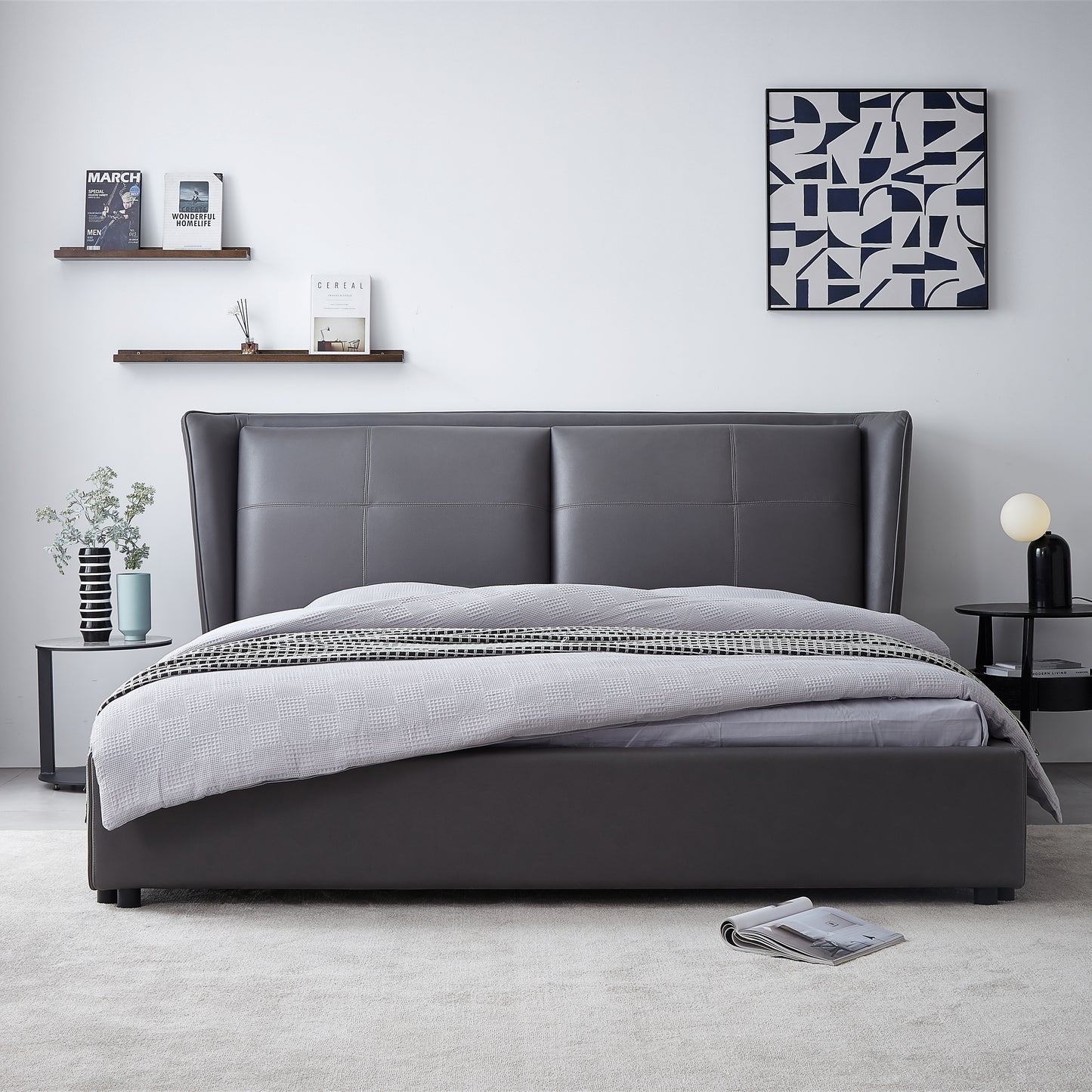 Modern Bedroom Upholstered Soft Bed Frame