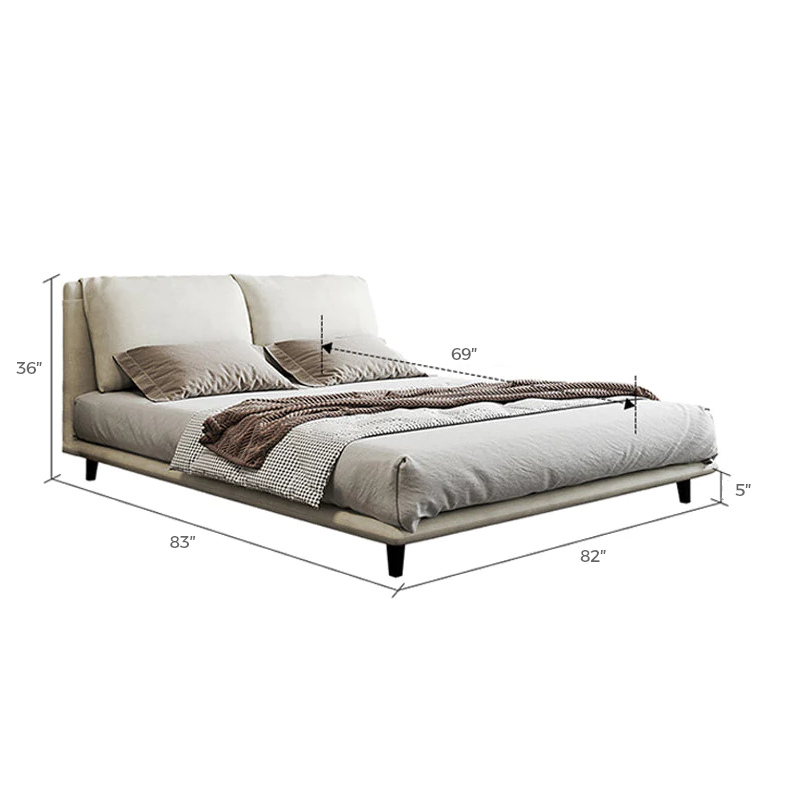 Modern Beige Upholstered Bed
