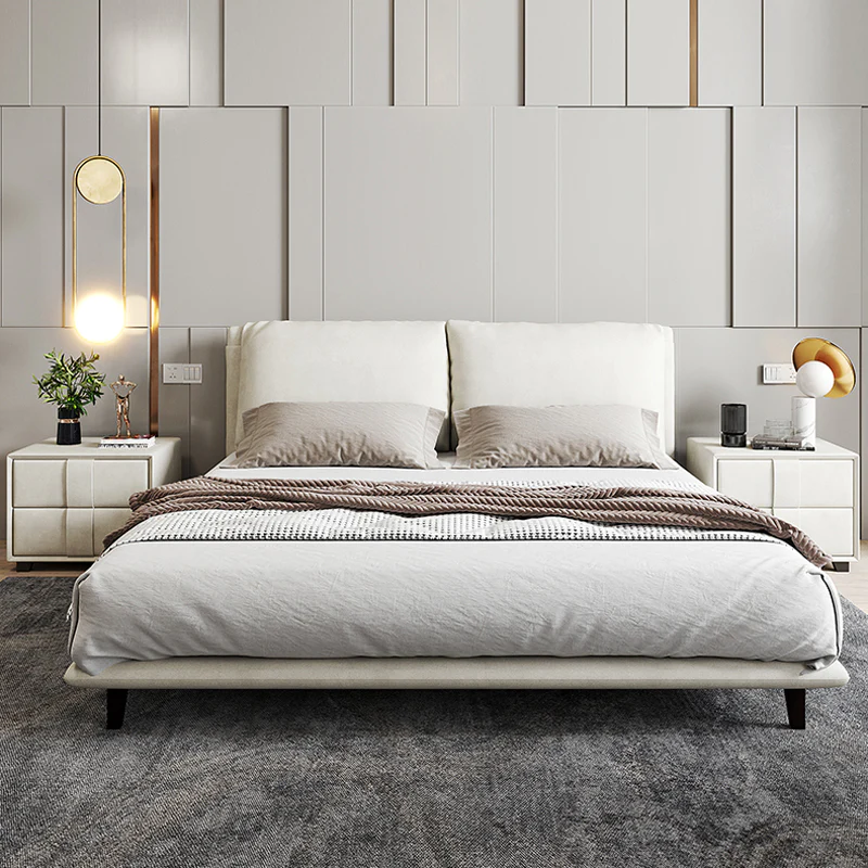 Modern Beige Upholstered Bed