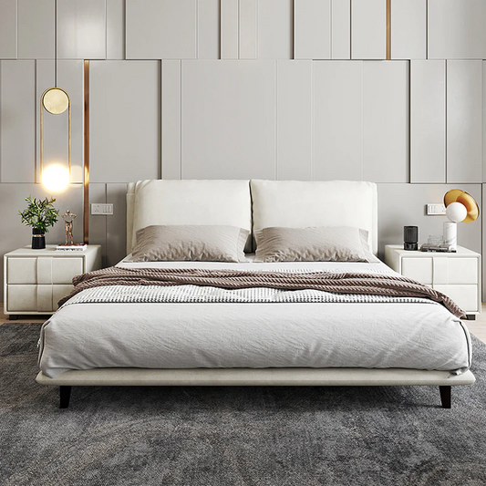 Modern Beige Upholstered Bed