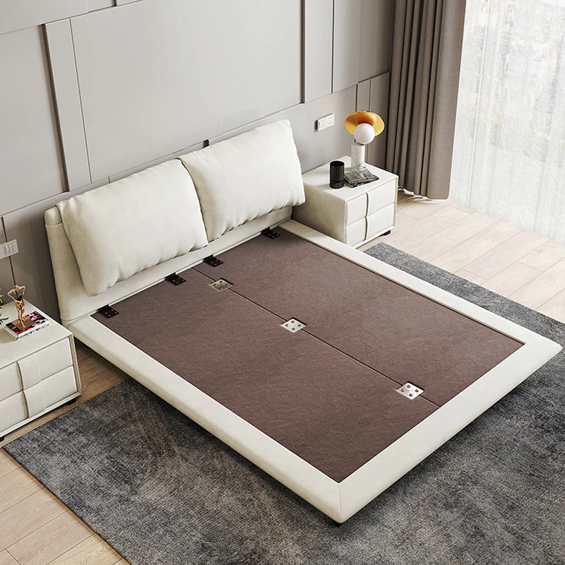Modern Beige Upholstered Bed