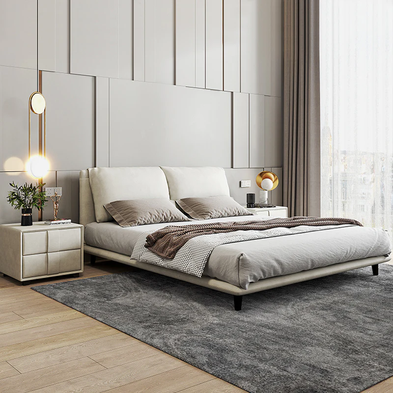 Modern Beige Upholstered Bed