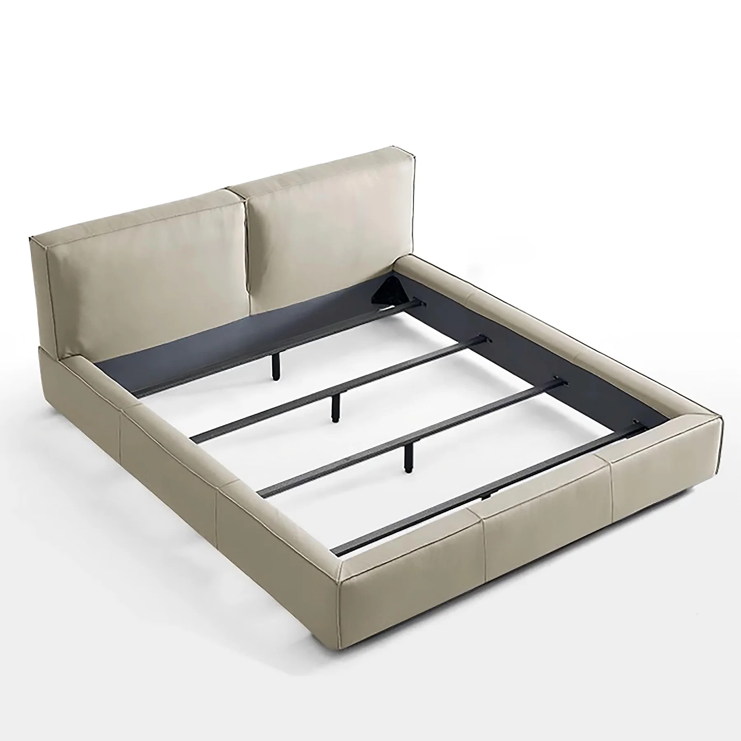 Soft upholstered genuine leather platform headboard twin single king queen modern bed frame