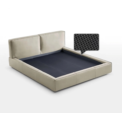 Soft upholstered genuine leather platform headboard twin single king queen modern bed frame