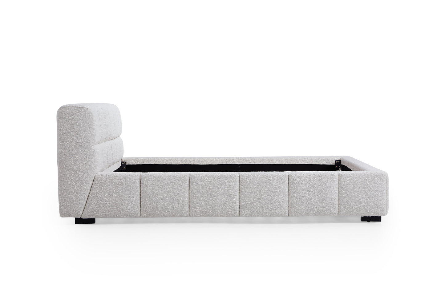 King queen modern bedroom furniture wooden bed frame with boucle headboard