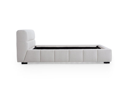 King queen modern bedroom furniture wooden bed frame with boucle headboard