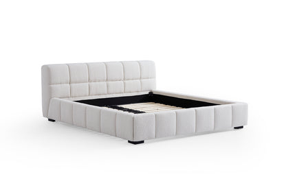 King queen modern bedroom furniture wooden bed frame with boucle headboard