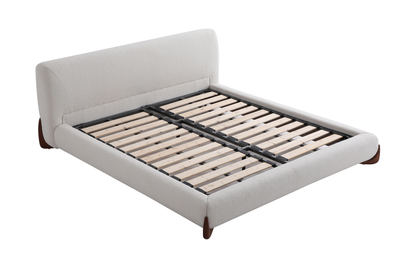 Simple modern design platform headboard queen king full size boucle bed