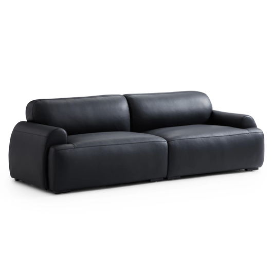 Home furniture office black genuine leather 4 seater sofa