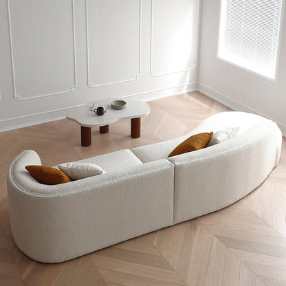 Living Room Curved Boucle Fabric Moon Sofa