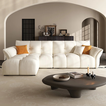 Bedroom living room soft deep cuddle modular white fabric 4 seater sofa with ottoman