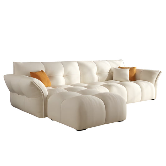 Bedroom living room soft deep cuddle modular white fabric 4 seater sofa with ottoman