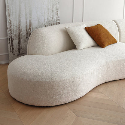 Living Room Curved Boucle Fabric Moon Sofa