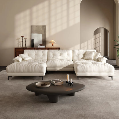 Modern apartment high quality wooden frame soft feather 5 seater sofa with ottoman