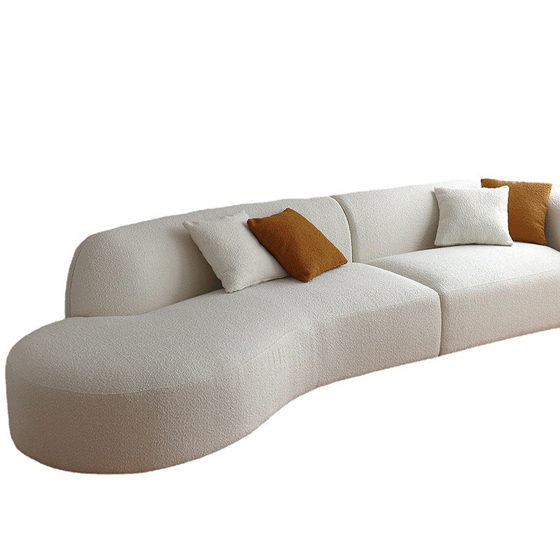 Living Room Curved Boucle Fabric Moon Sofa