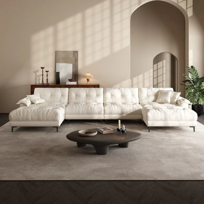 Sponge filled apartment living room modular 6 seater sofa and ottoman