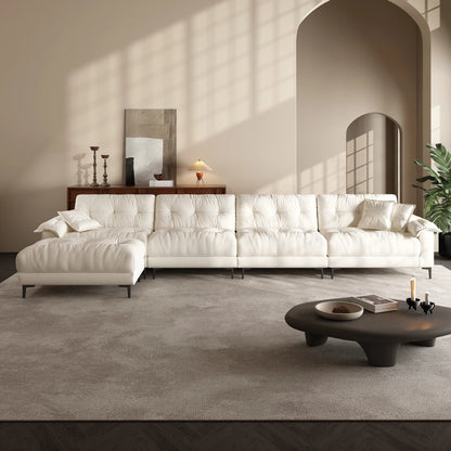 Sponge filled apartment living room modular 6 seater sofa and ottoman