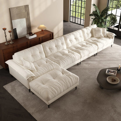 Sponge filled apartment living room modular 6 seater sofa and ottoman