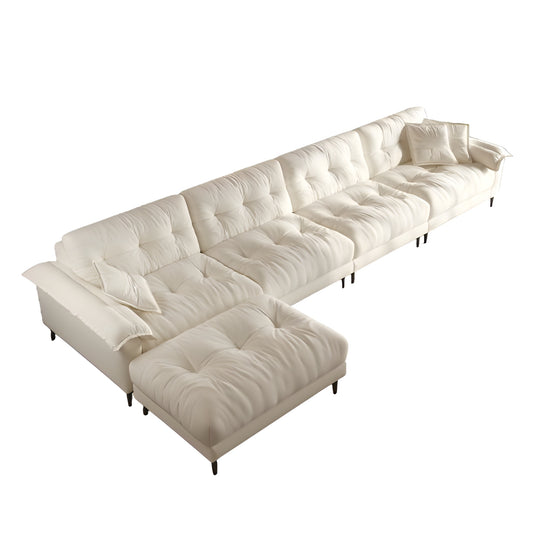 Sponge filled apartment living room modular 6 seater sofa and ottoman