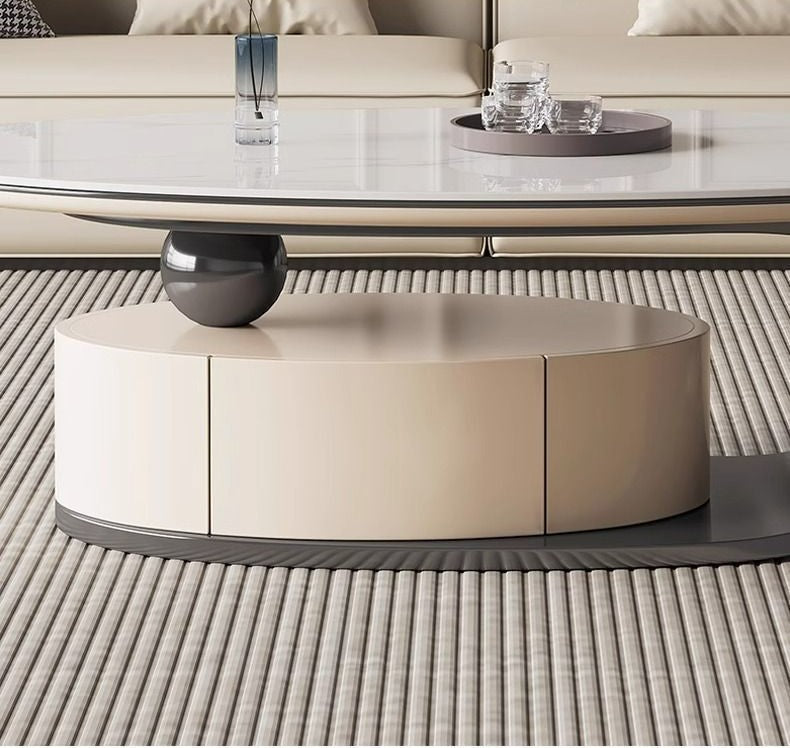 Elegant and Luxury Modern Oval Coffee Table And TV Stand