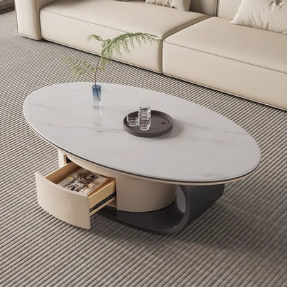Elegant and Luxury Modern Oval Coffee Table And TV Stand