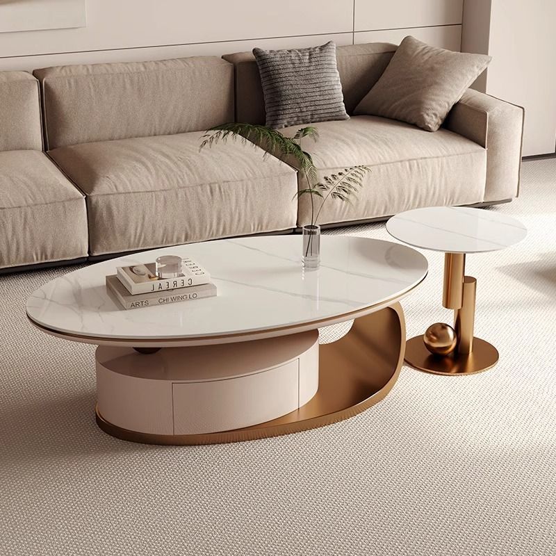 Elegant and Luxury Modern Oval Coffee Table And TV Stand