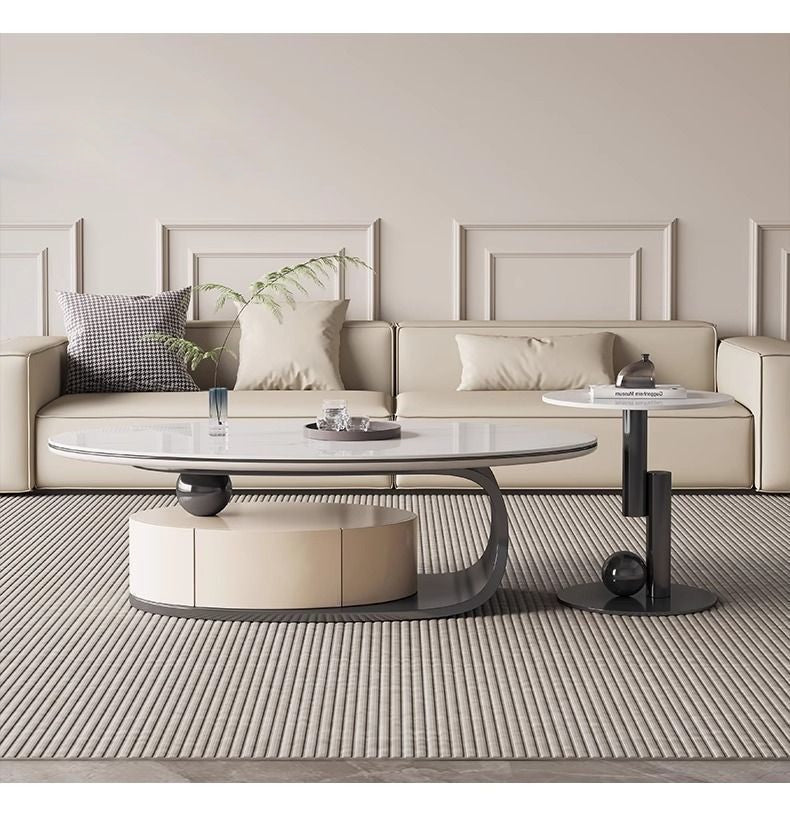 Elegant and Luxury Modern Oval Coffee Table And TV Stand