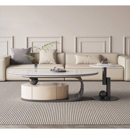Elegant and Luxury Modern Oval Coffee Table And TV Stand