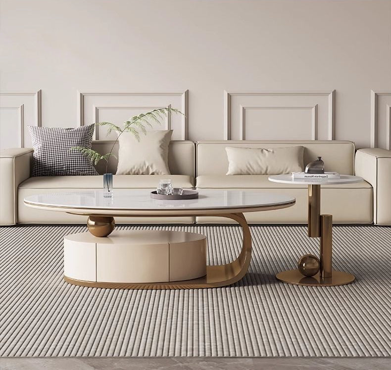 Elegant and Luxury Modern Oval Coffee Table And TV Stand
