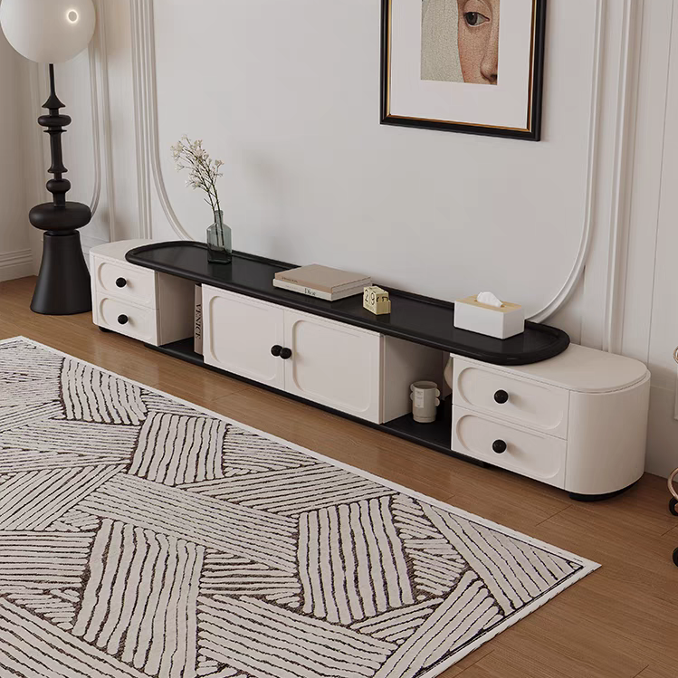 Wooden White Color Extendable TV Stand