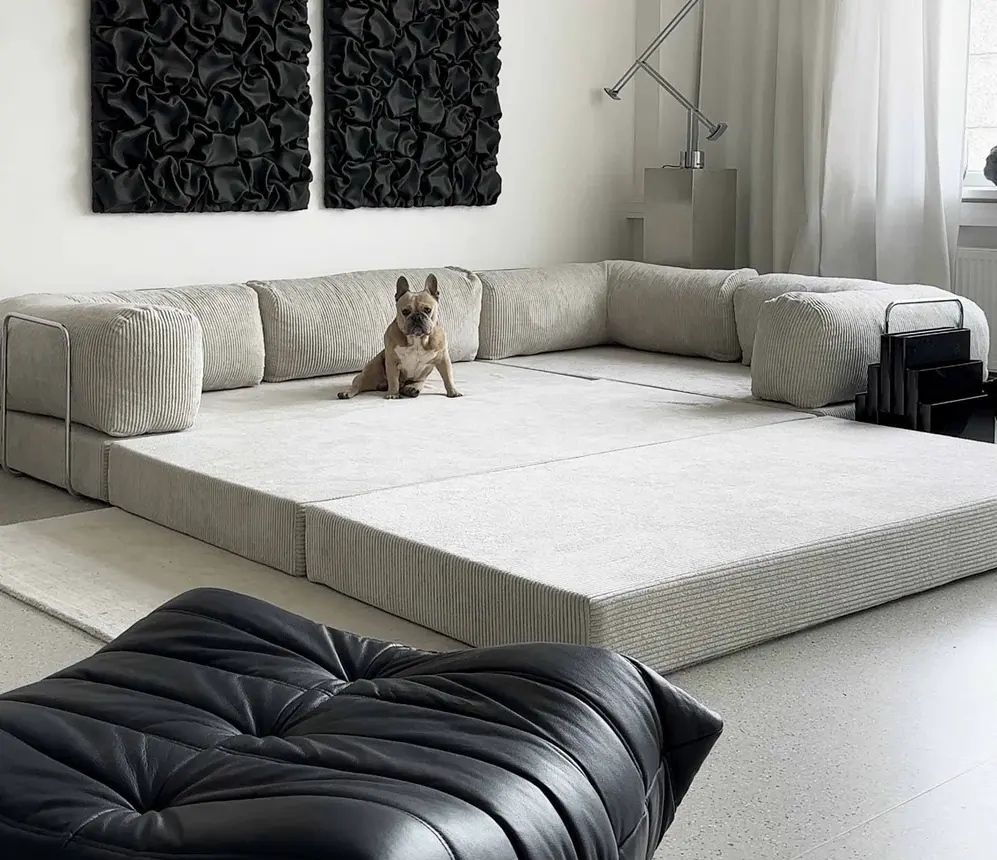 L Shape Modern Design Vacuum Compressed Packing Sofa Bed