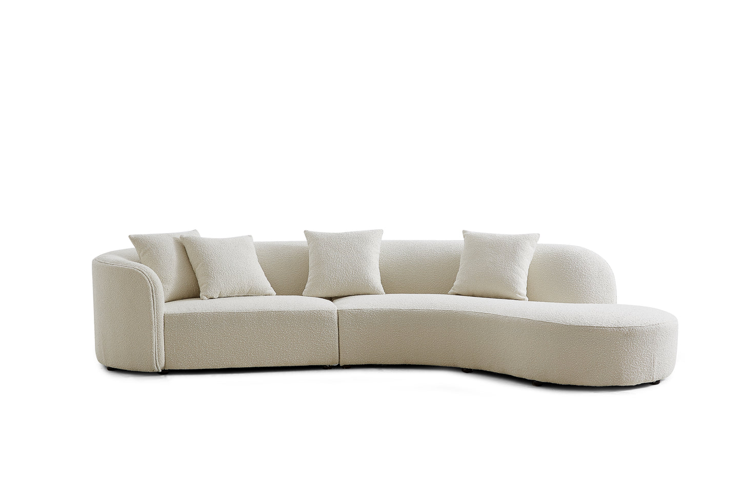 Living Room Curved Boucle Fabric Moon Sofa