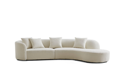 Living Room Curved Boucle Fabric Moon Sofa