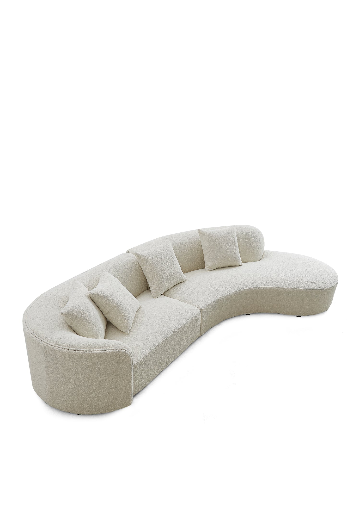 Living Room Curved Boucle Fabric Moon Sofa
