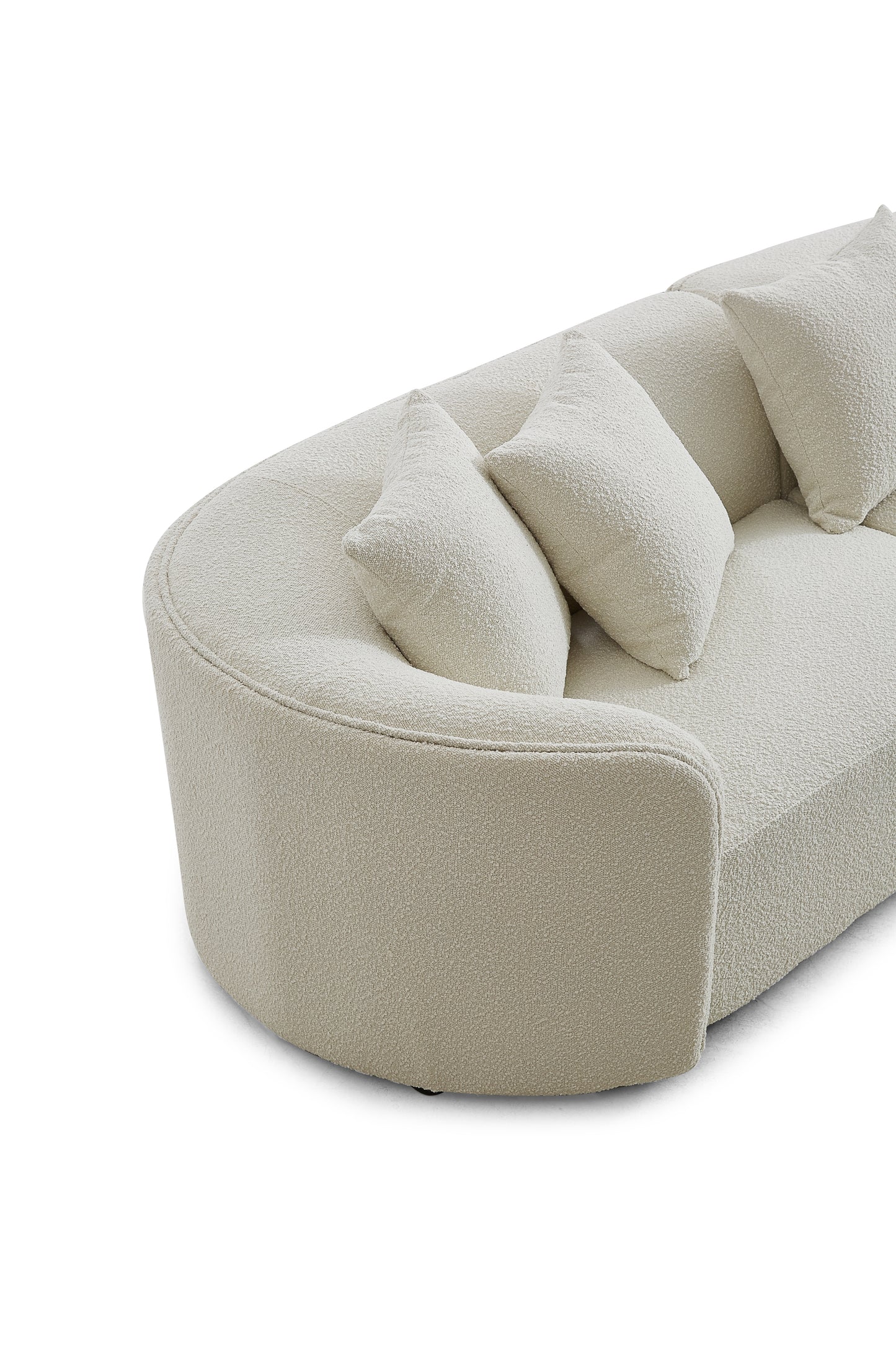 Living Room Curved Boucle Fabric Moon Sofa