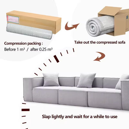 Vacuum Compression Tofu Block Fabric Sofa
