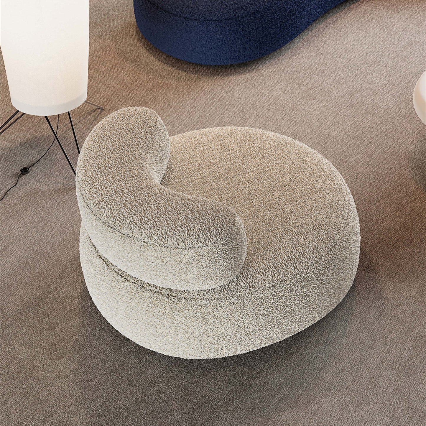 Polymer Compressible Foam Boucle Fabric Single Sofa