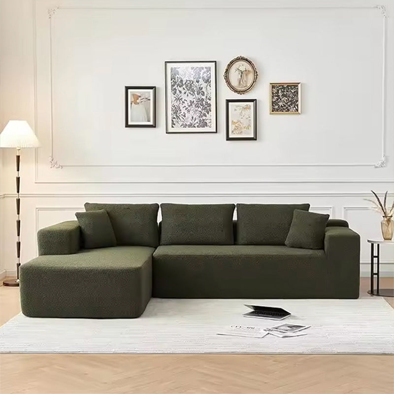 Small Apartment L Shape Vacuum Compression Fabric Sofa