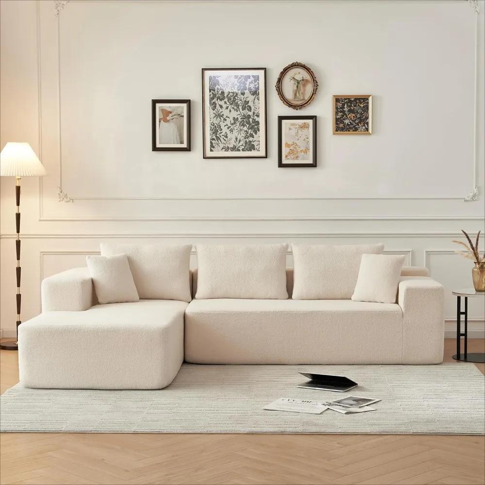 L-shape Living Room Fabric Compressed Sofa