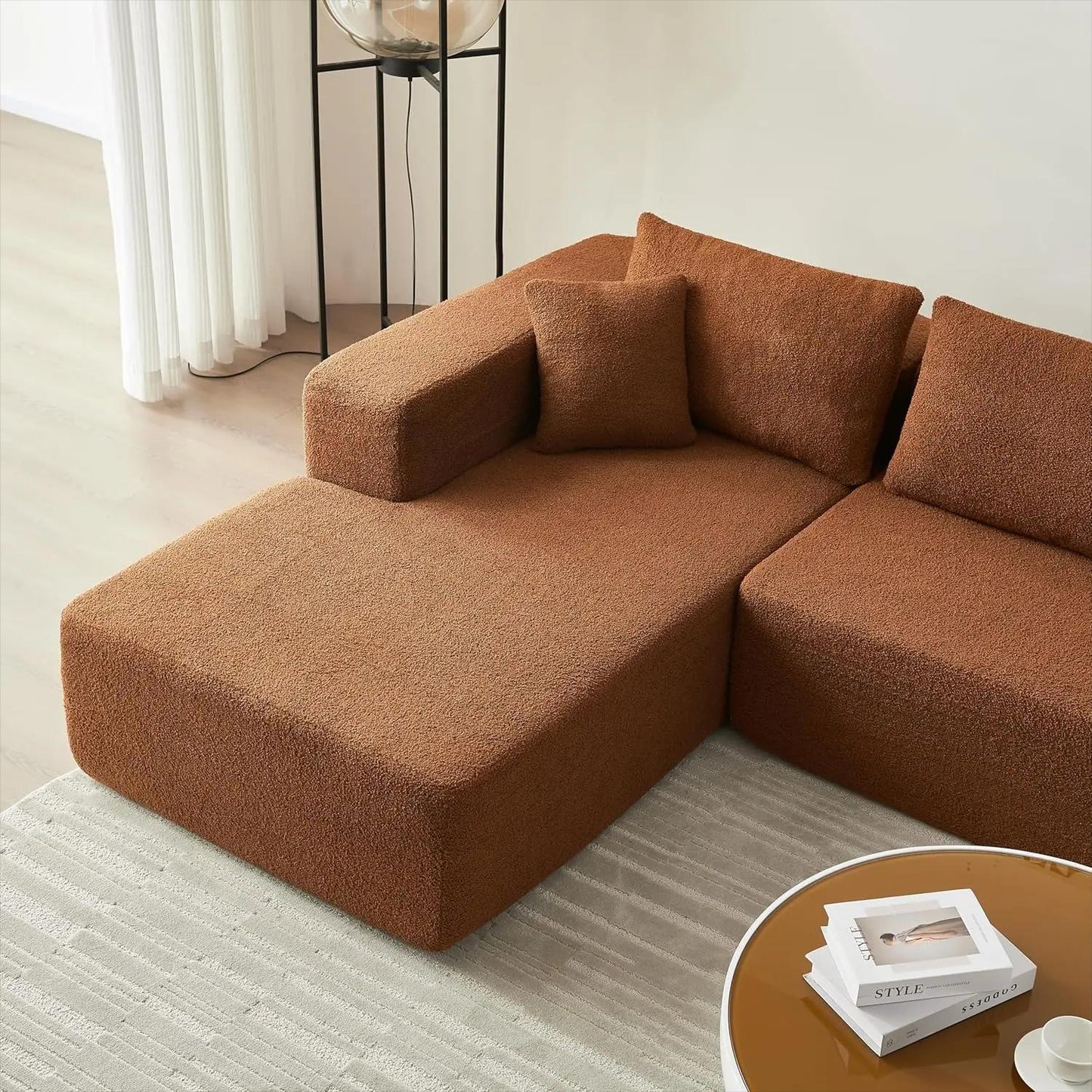 Fabric Corner Sectional Compression 3-Seater Sofa with Chaise