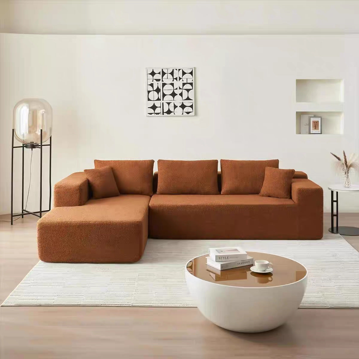 Fabric Corner Sectional Compression 3-Seater Sofa with Chaise