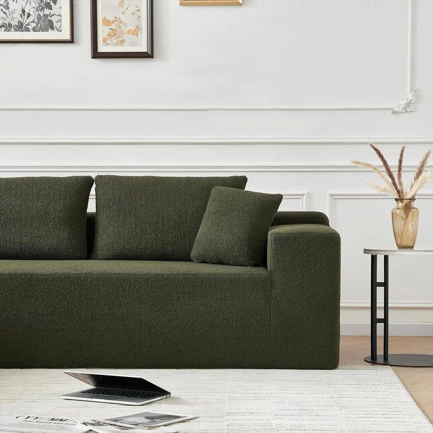 Small Apartment L Shape Vacuum Compression Fabric Sofa