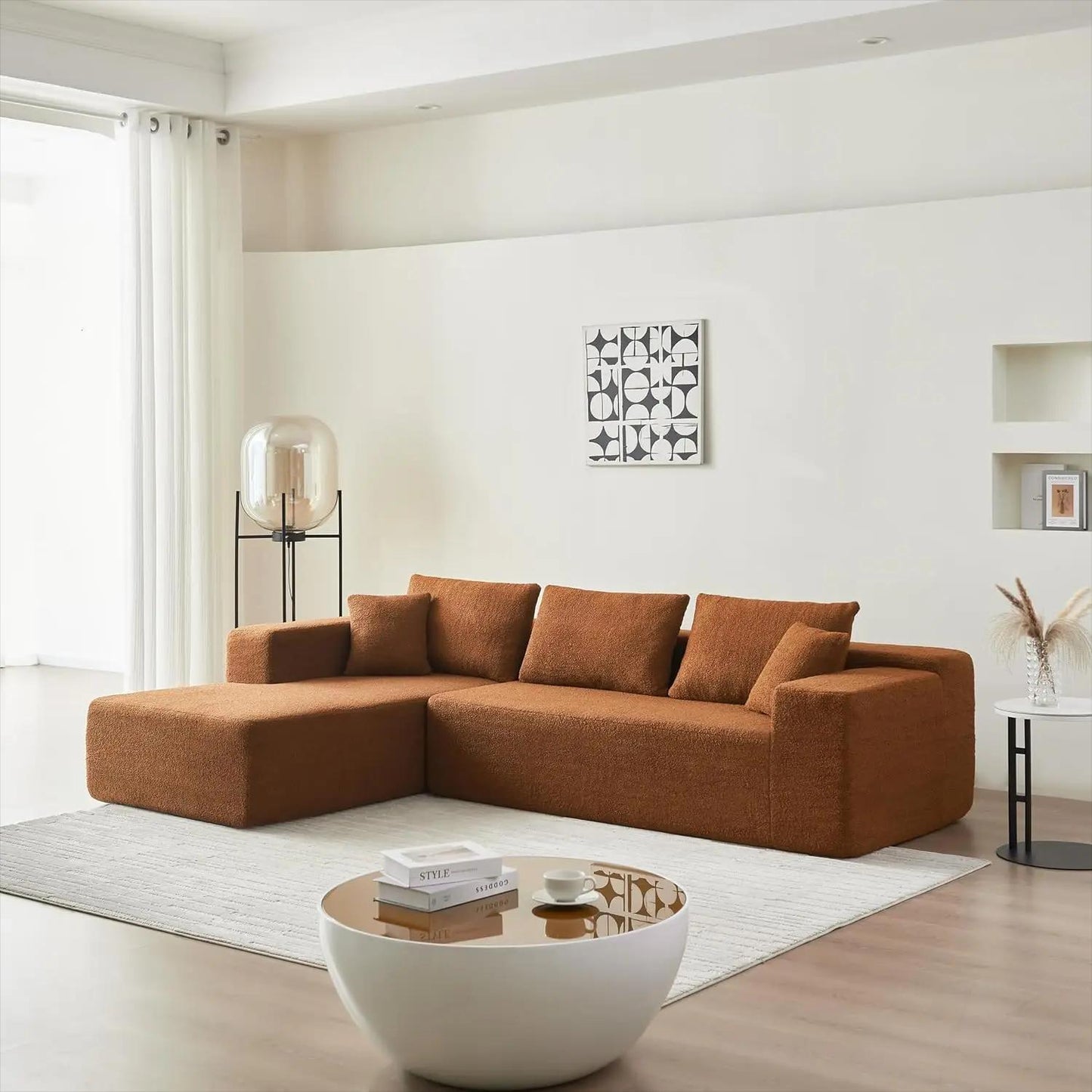 Fabric Corner Sectional Compression 3-Seater Sofa with Chaise