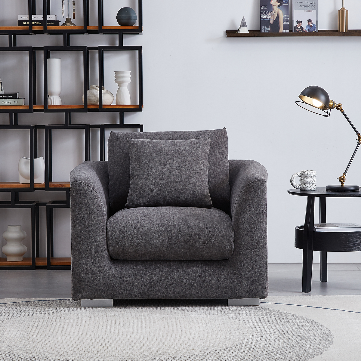 Aalto Fresh Dark Grey Upholstered Fabric Armchair