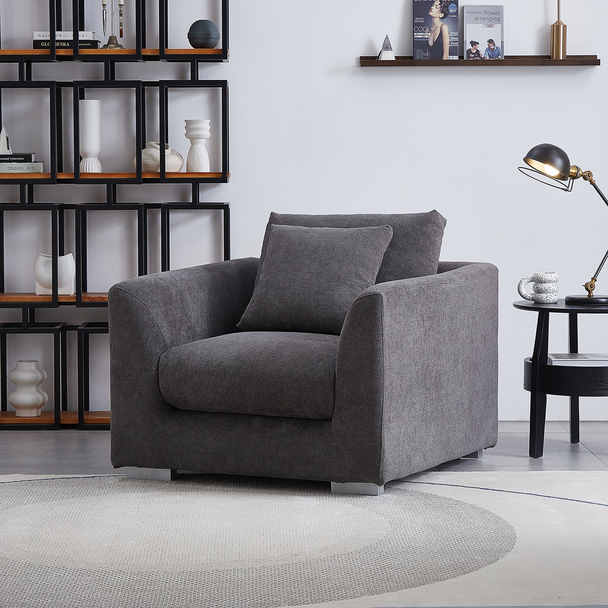 Aalto Fresh Dark Grey Upholstered Fabric Armchair