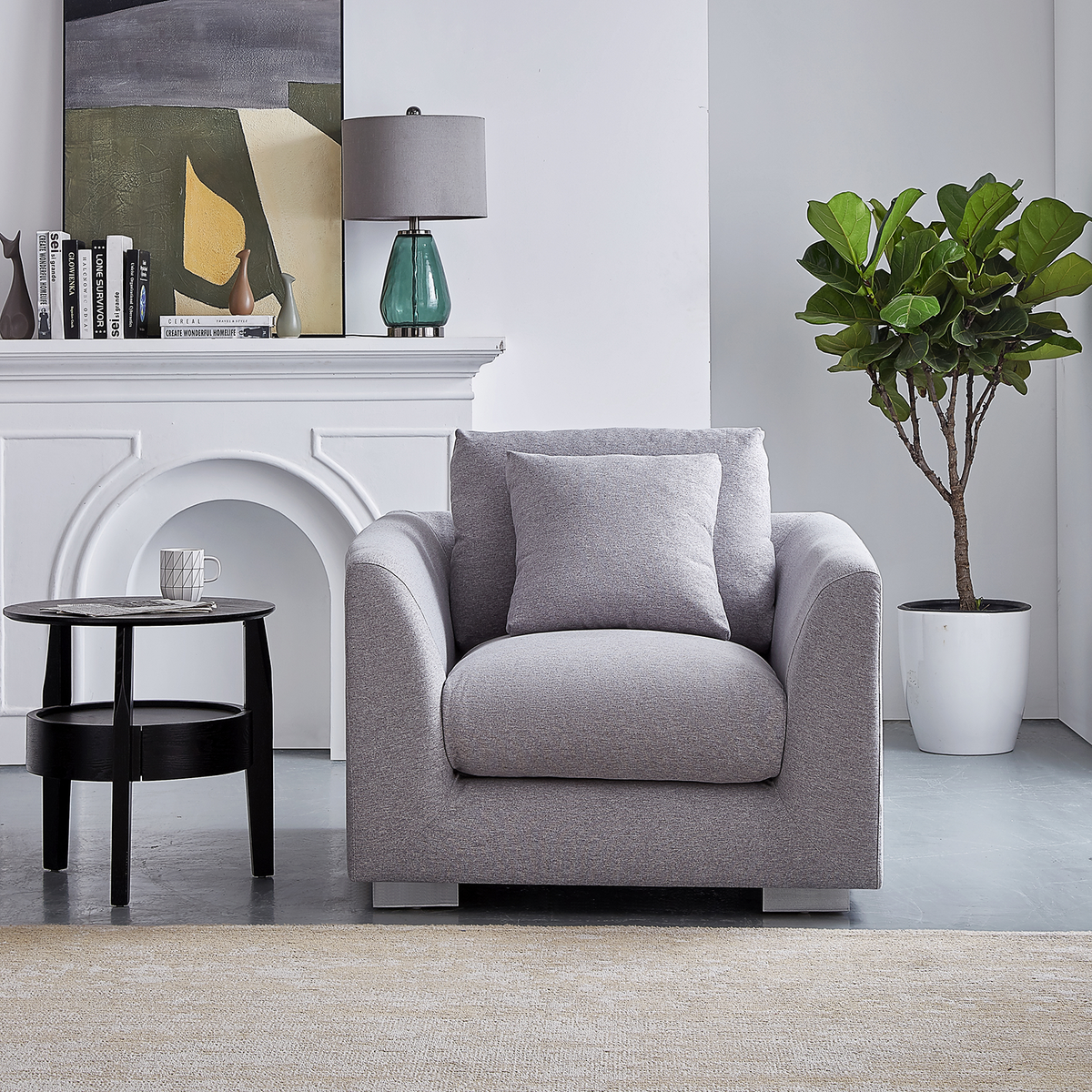 Aalto Fresh Light Grey Upholstered Fabric Armchair